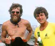 Nigel Dennis and Paul Caffyn in 1980 after becoming the first to circumnavigate Great Britain by sea kayak. nigel dennis and paul caffyn